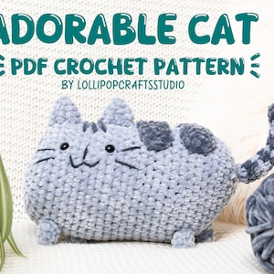 Cat Crochet Pattern PDF - Easy Amigurumi Cat Plushie - Cute Cat Low Sew Crochet Pattern - Adorable Crochet Cat -  Easy Crochet DIY Gift Idea