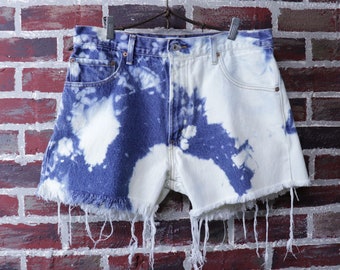Distressed Denim Jean Cutoffs – reverse dyed shorts – Levi’s 517 size 34