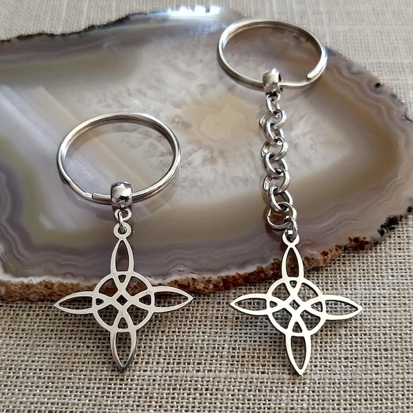 Witches Knot Keychain: Stainless Steel Wiccan Charm