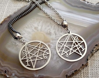 Collana Necronomicon: gioielli HP Lovecraft, catena Rolo in argento o canna di fucile