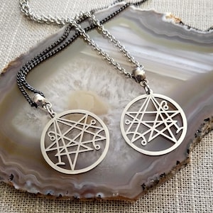 Colar Necronomicon: Joias HP Lovecraft, Corrente Rolo de Prata ou Bronze