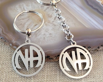 NA Keychain, Narcotics Anonymous Backpack or Purse Charm, Zipper Pull, Sober Sobriety Recovery Gifts