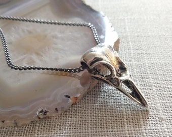 New Gifts Unisex Halloween 3D Metal Crow Raven Skull Pendant Necklace Jewelry