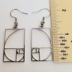 Fibonacci Earrings Silver Golden Ration Dangle Drop Earrings image 9