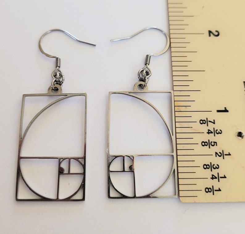 Fibonacci Earrings Silver Golden Ration Dangle Drop Earrings image 9