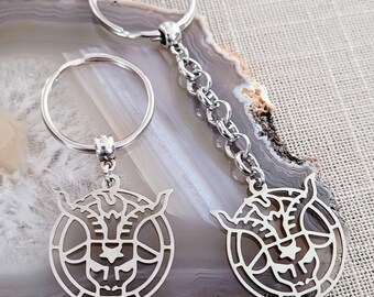 Baphomet Keychain, Satanic Backpack or Purse Charm, Zipper Pull