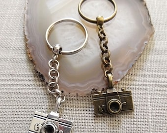 Vintage Camera Keychain, Your Choice of Two Colors, Key Ring or Zipper Pull, Purse or Backpack Charms