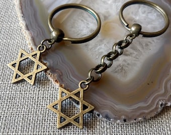 Star of David Keychain, Backpack or Purse Charm, Zipper Pull, Jewish Religious Iconography