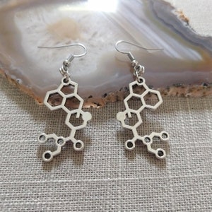 LSD Molecule Earrings, Acid Trip Dangle Drop Earrings, Raver Festival Jewelry image 8