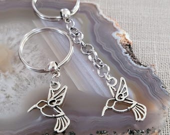 Hummingbird Keychain: Silver Peace Dove Charm, Backpack Zipper Pull