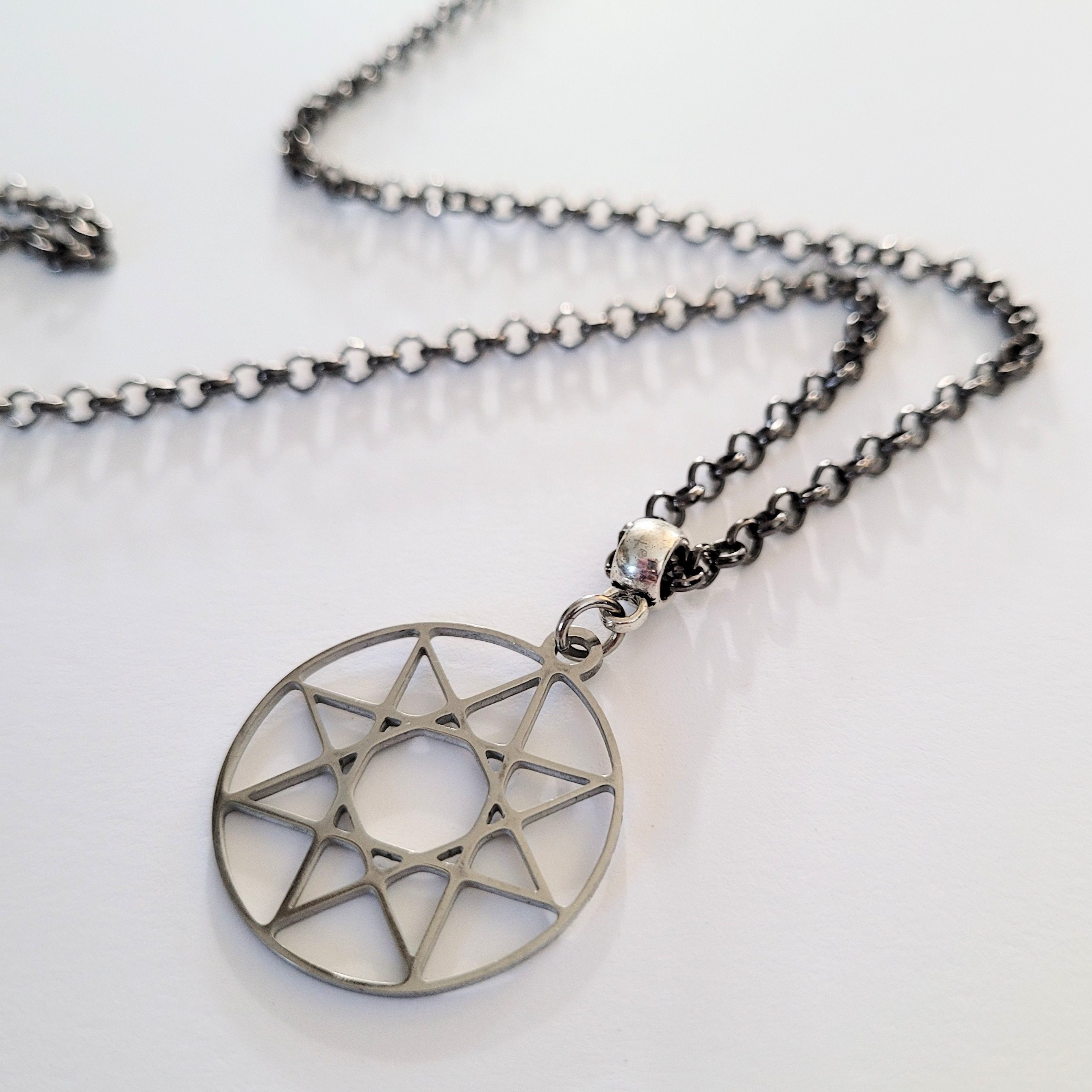 Octogram Necklace Your Choice of Gunmetal or Silver Rolo - Etsy UK
