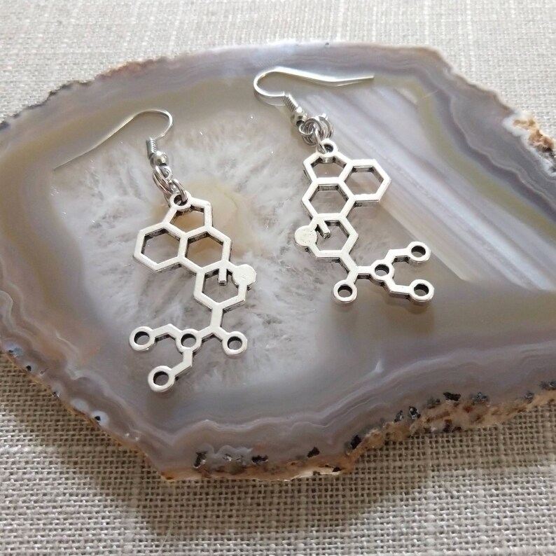 LSD Molecule Earrings, Acid Trip Dangle Drop Earrings, Raver Festival Jewelry image 1