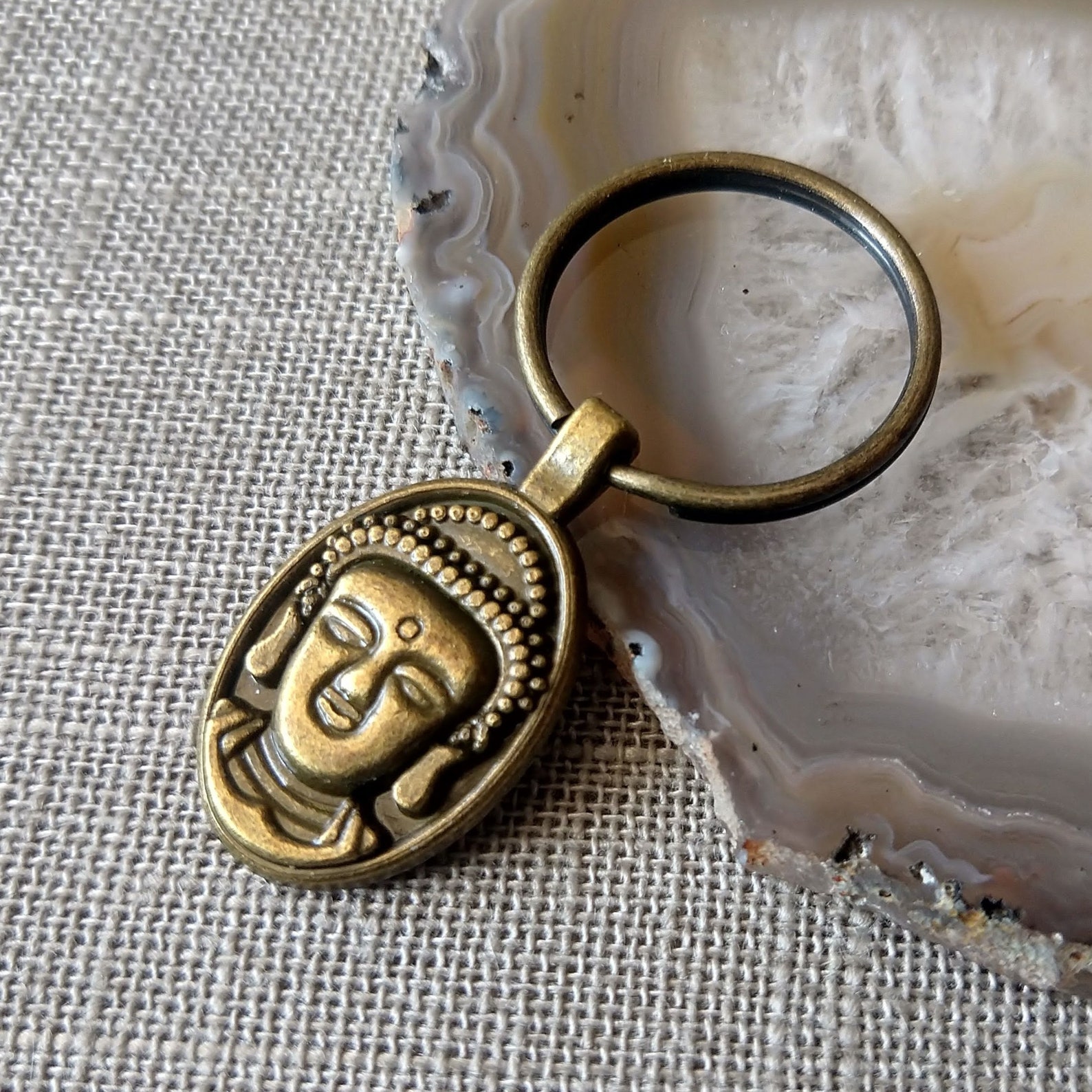 Buddha Keychain Buddhist Keyring Yoga Zen Meditation Zipper Etsy