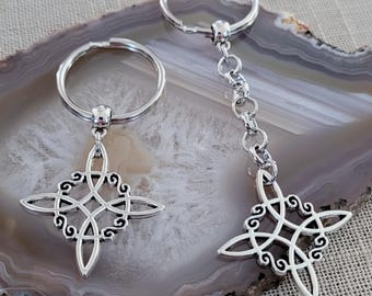Witches Knot Keychain: Stainless Steel Wiccan Charm