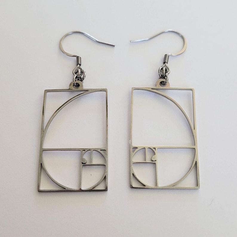 Fibonacci Earrings Silver Golden Ration Dangle Drop Earrings image 8