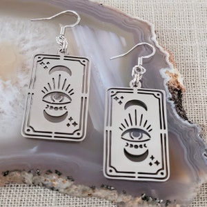 Pendientes de cartas del tarot, pendientes colgantes colgantes, amuletos de acero inoxidable