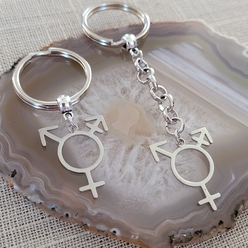 Stainless Steel Transgender Symbol Keychain: Non Binary Pride Charm - Etsy