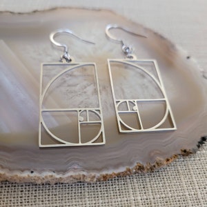 Fibonacci Earrings Silver Golden Ration Dangle Drop Earrings image 4