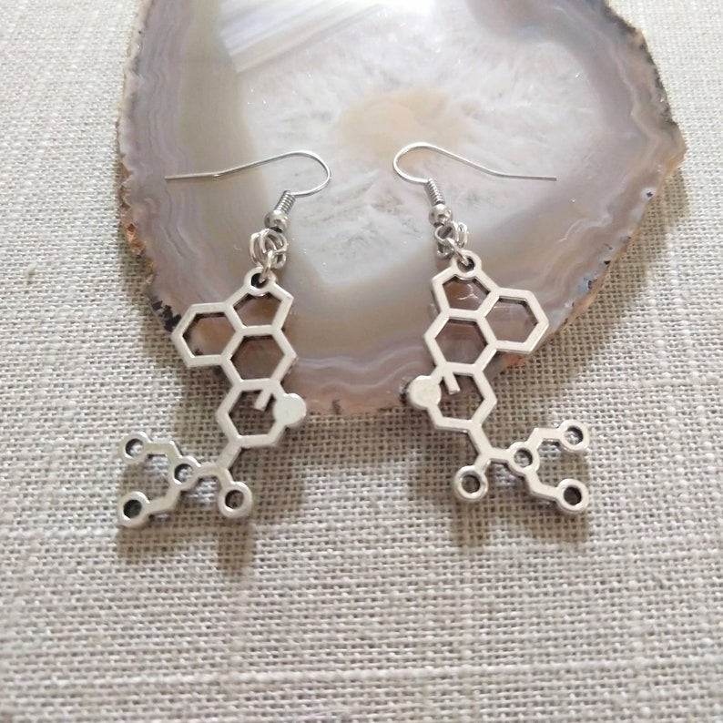 LSD Molecule Earrings, Acid Trip Dangle Drop Earrings, Raver Festival Jewelry image 6