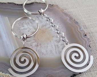 Spiral Keychain, Stainless Steel Backpack or Purse Charm, Zipper Pull, Key Fob Lanyards