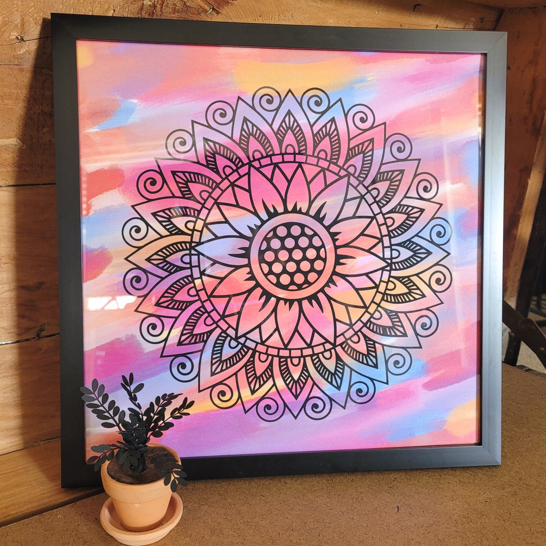 Mandala Framed 12x12 Wall Art Home Decor Wall Hangings Yoga Etsy