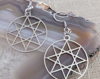 Octogram Earrings, 8 Pointed Star Jewelry, Dangle Drop Earrings, Stainless Steel Charms & Earwires