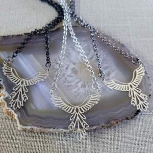 Phoenix Necklace, Your Choice of 3Three Rolo Chains Finishes , Mixed Metals, Rebirth Renaissance Jewelry