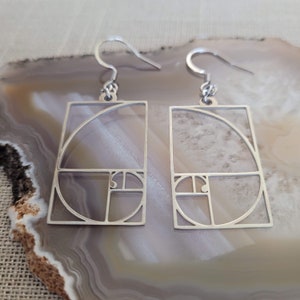 Fibonacci Earrings Silver Golden Ration Dangle Drop Earrings image 5