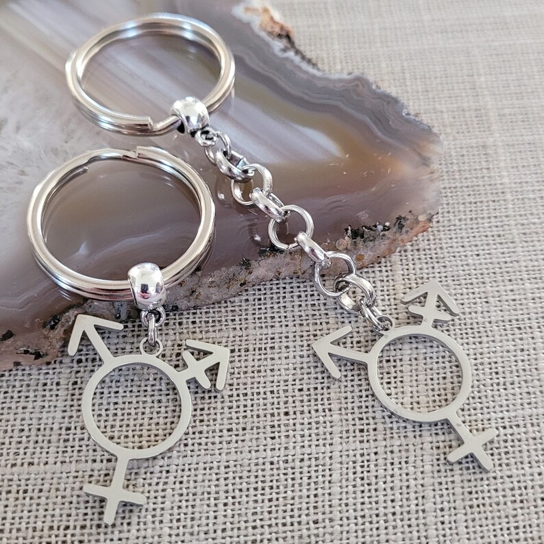 Stainless Steel Transgender Symbol Keychain: Non Binary Pride Charm - Etsy