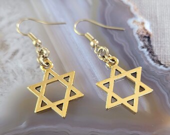 Antieke gouden davidster-oorbellen, hangoorbellen, joodse religieuze sieraden
