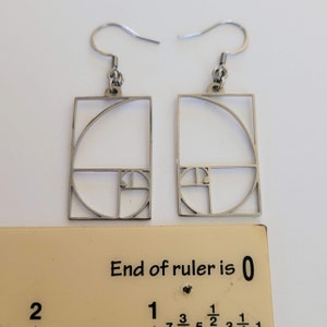 Fibonacci Earrings Silver Golden Ration Dangle Drop Earrings image 10