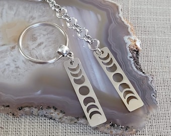 Phases of the Moon Keychain: Backpack Bag or Purse Charm, Zipper Pulls