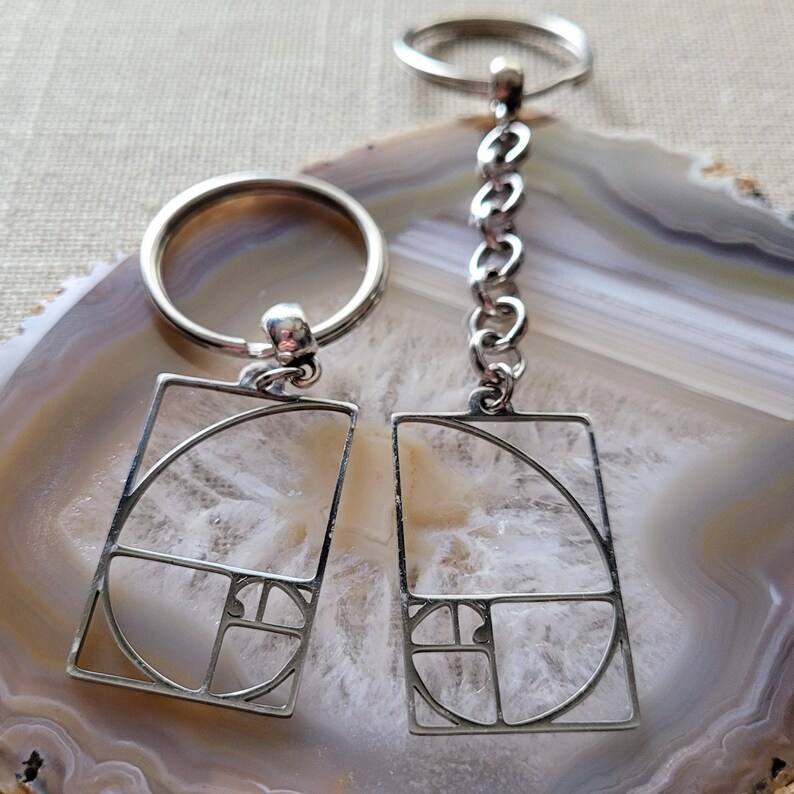 Geometric Keychains Fibonacci Keychain, Backpack or Purse Charm, Zipper Pull, Golden Ratio ...