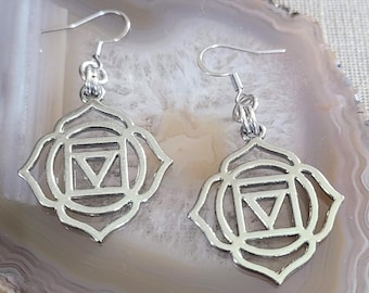 Chakra Earrings, Your Choice of Crown, Third Eye, Throat, Heart, Solar Plexus, Sacral or Root, Stainless Steel Earwires