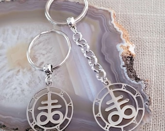 Leviathan Cross Keychain, Satanic Backpack Bag or Purse Charm, Zipper Pull