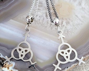 Bisexual Necklace: Gunmetal or Silver Curb Chain, LGBTQIA Pride Jewelry