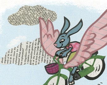 Bunny On A Bike, collage