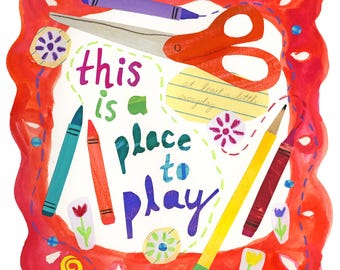 A Place To Play, print or card of an original collage