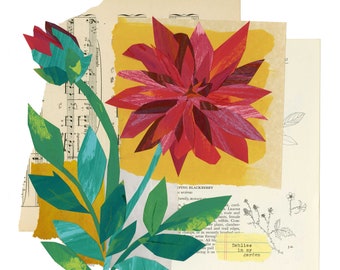 Dahlias In My Garden, collage