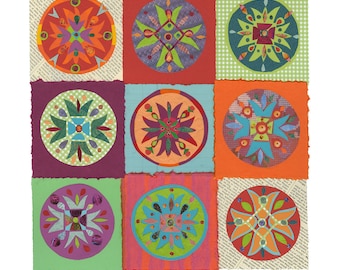 Gratitude Paper Quilt Print, Colorful Collage Art