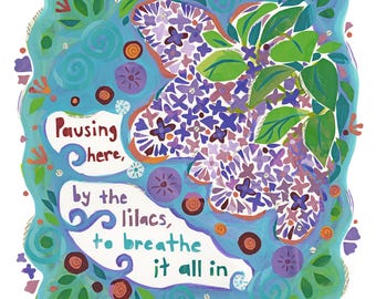 Pausing By The Lilacs, Print or Card