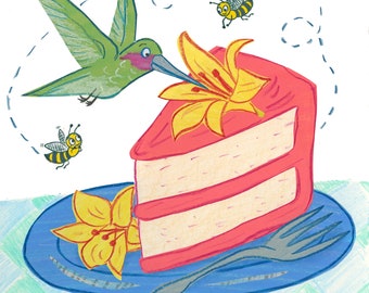 Hummingbird Cake card or print