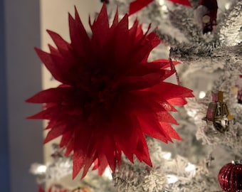 Christmas Ornaments Large Tissue Paper Poinsettia Flowers for Christmas Tree Decoration Party