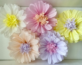 Tissue Paper Large Pastel Color Flowers For Baby Shower Nursery Easter Princess Party Giant Big Blooms For Decorations Graduation