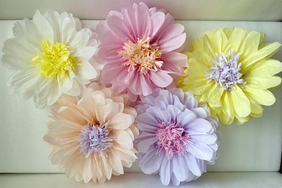 Tissue Paper Flowers 14 Inch, Last Min Gifts for Her, Pastel Party Decor, Baby Shower Nursery Princess Unique Decorations Summer Party
