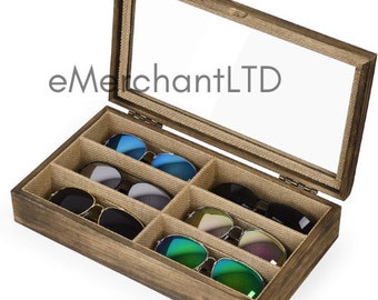 Présentoir à lunettes de soleil à 6 emplacements pour femmes et hommes | Organiseur en bois | Rangement des lunettes | Porte-lunettes de soleil | Boîte à bijoux homme