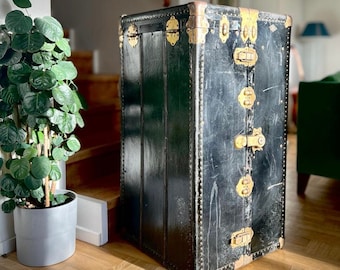 Stunning antique American steamer trunk wardrobe