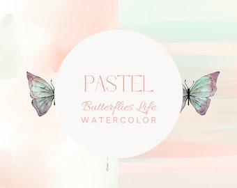 BUTTERFLIES Pastel Watercolour. Butterflies clipart. Premade clipart. Watercolour clipart. Butterflies wall decor. Art print set.