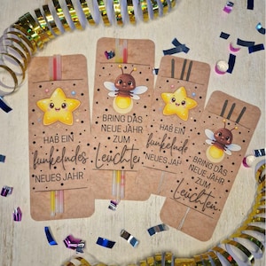 Silvester Druckvorlage für Wunderkerzen & Knicklichter – Gastgeschenk für Kinder | PDF Download