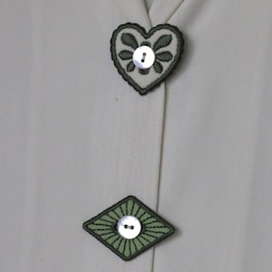 Copribottoni ricamati, set da 2, tessuto riciclato